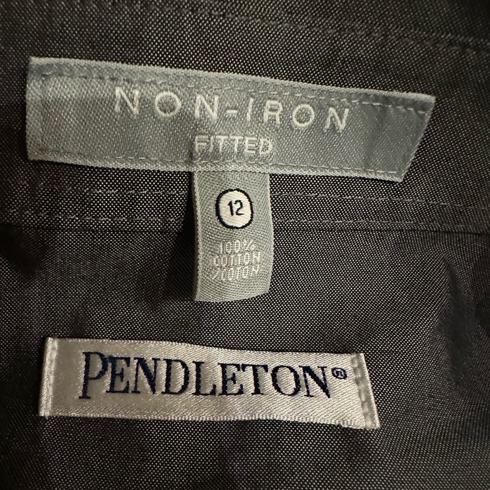 Pendleton Gray Ruffled Button-Up Shirt Size 12 - image 2